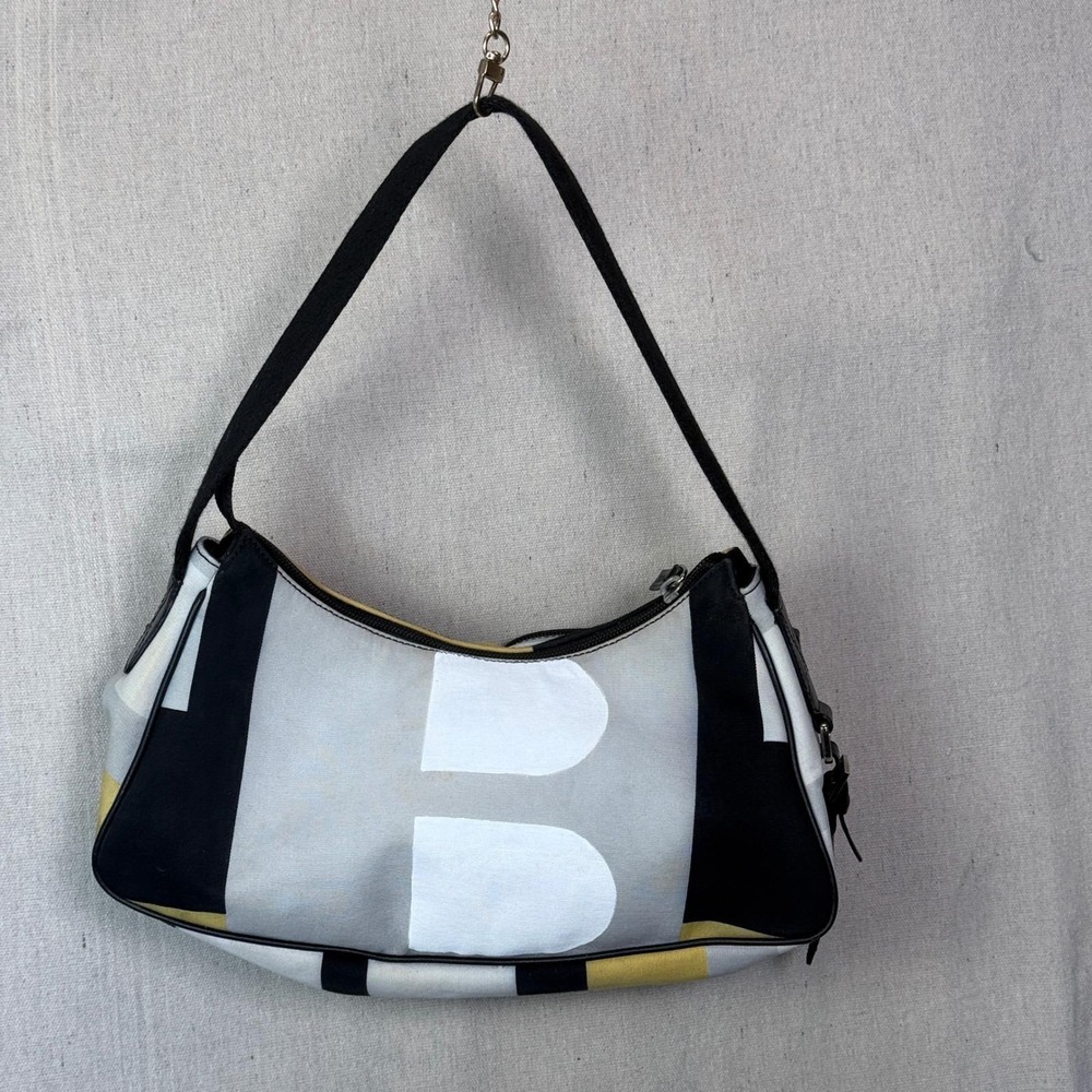 Vintage Bally Y2K Shoulder Bag Canvas Graphic Multi Pocket Designer - Picture 4 of 12